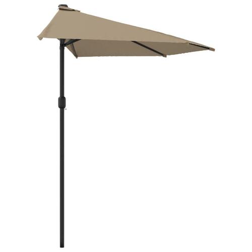 Balkonparasol med aluminumsstang gråbrun 300 x 155 cm halv