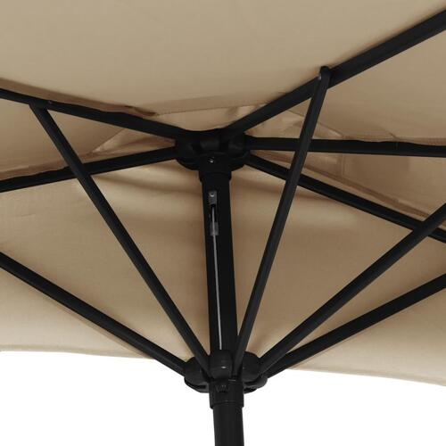 Balkonparasol med aluminumsstang gråbrun 300 x 155 cm halv