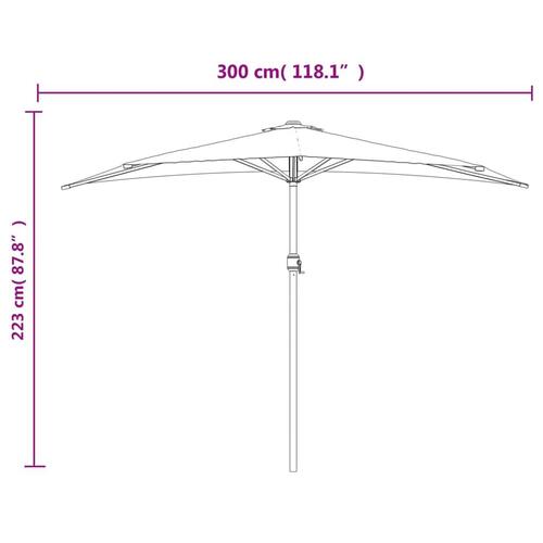 Balkonparasol med aluminumsstang gråbrun 300 x 155 cm halv