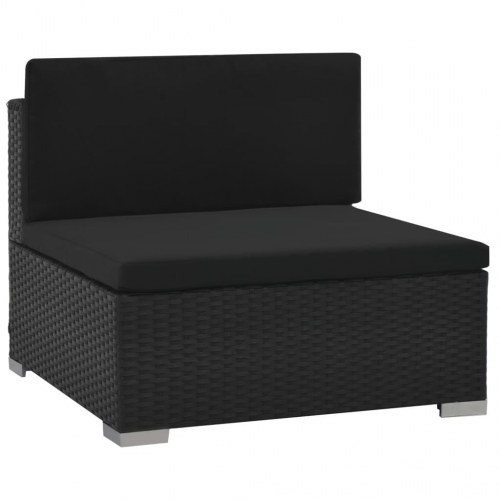Haveloungesæt 6 dele med hynder polyrattan sort