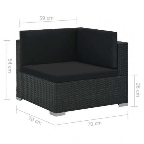 Haveloungesæt 6 dele med hynder polyrattan sort