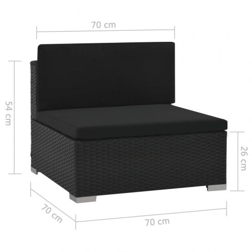 Haveloungesæt 6 dele med hynder polyrattan sort