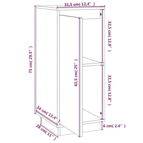 Skænke sæt af 2 - massivt fyrretræ, sort, 31,5×34×75 cm