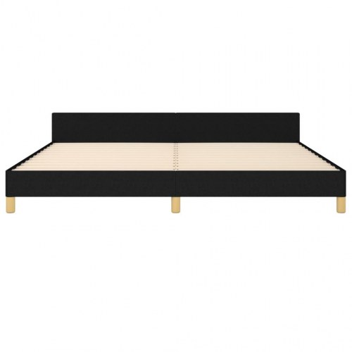 Sengeramme med sengegavl 200x200 cm - stof, sort