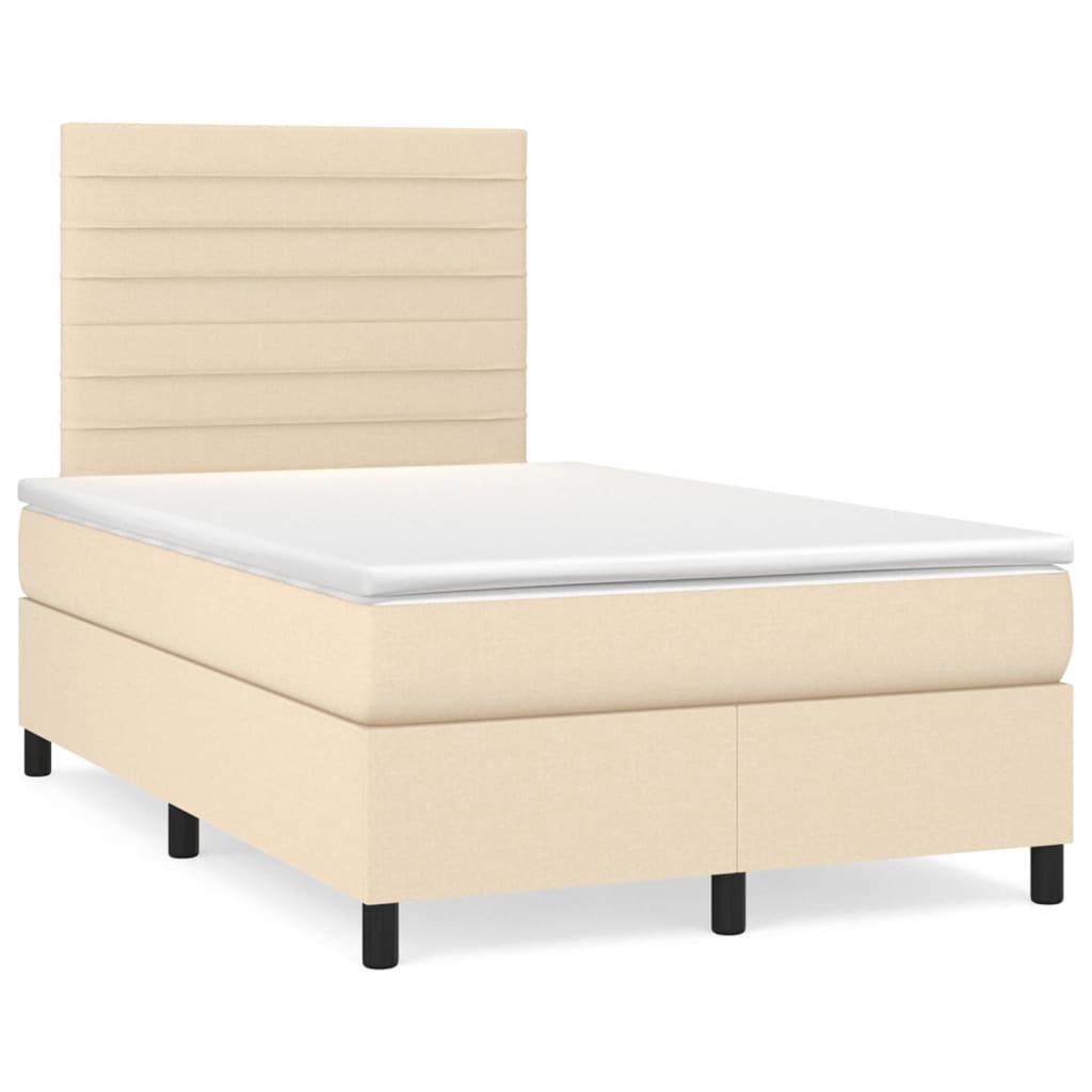 Kontinentalseng med madras 120x190 cm - stof, cremefarvet