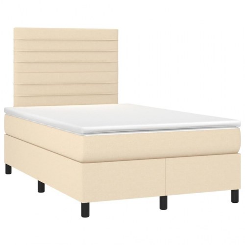 Kontinentalseng med madras 120x190 cm - stof, cremefarvet