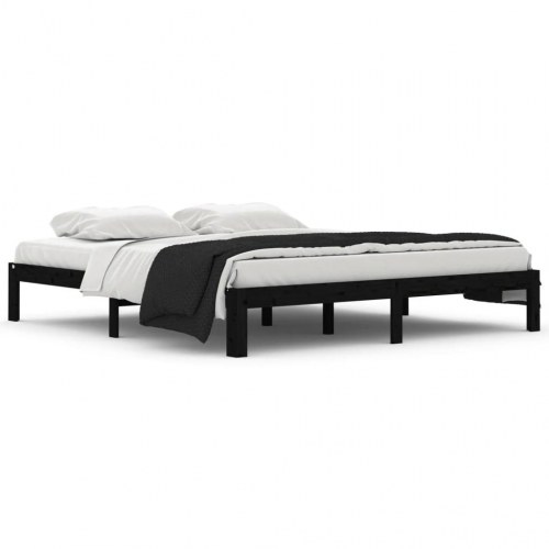 Sengestel 180x200 cm Super King massivt fyrretræ sort