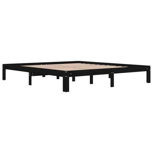Sengeramme 180x200 cm Super King massivt fyrretræ sort