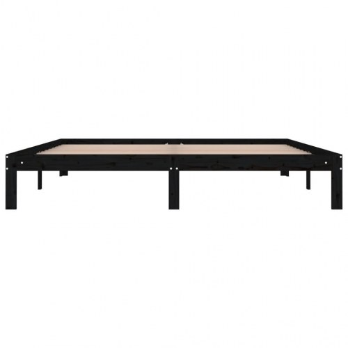 Sengestel 180x200 cm Super King massivt fyrretræ sort