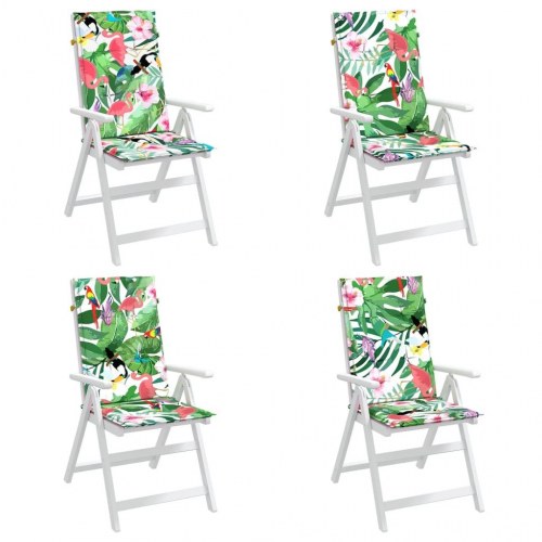 Stolehynder med høj ryg - 4 stk., stof, flerfarvet jungleprint
