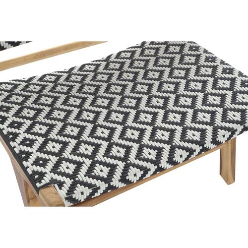 Lænestol Natur Teak Sort Hvid PVC (65 x 80 x 68 cm)