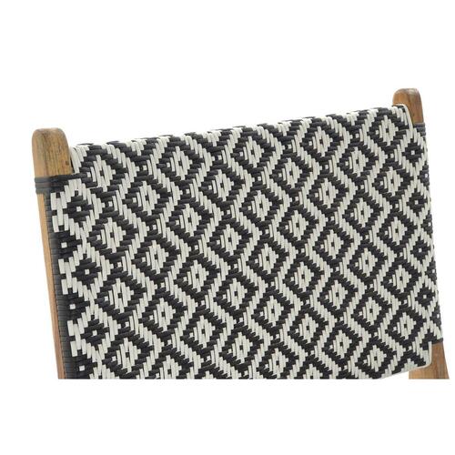 Lænestol Natur Teak Sort Hvid PVC (65 x 80 x 68 cm)