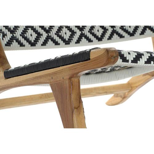 Lænestol Natur Teak Sort Hvid PVC (65 x 80 x 68 cm)