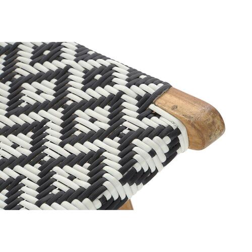Lænestol Natur Teak Sort Hvid PVC (65 x 80 x 68 cm)