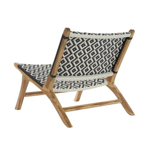 Lænestol Natur Teak Sort Hvid PVC (65 x 80 x 68 cm)