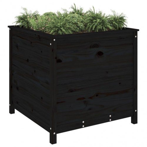 Plantekasse 82,5x82,5x78 cm massivt fyrretræ sort