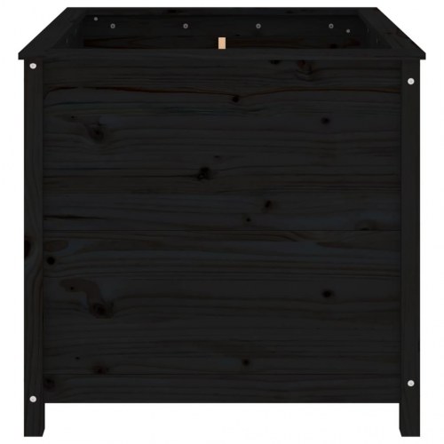 Plantekasse 82,5x82,5x78 cm massivt fyrretræ sort