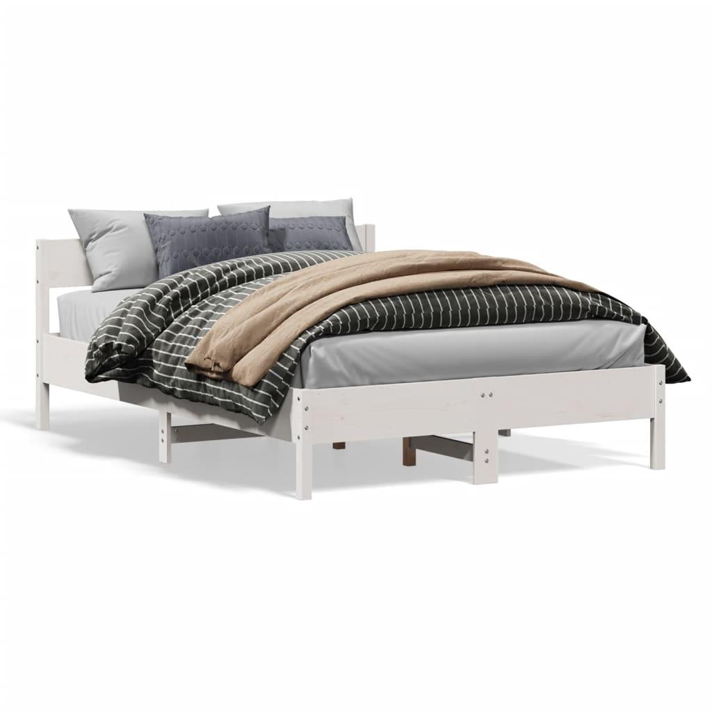 Sengeramme Uden Madras Massivt Fyrretræ - Hvid / 140 x 190 cm