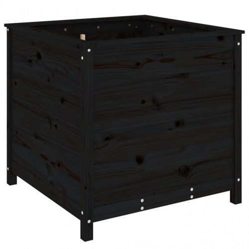 Plantekasse 82,5x82,5x78 cm massivt fyrretræ sort