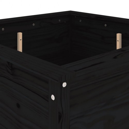 Plantekasse 82,5x82,5x78 cm massivt fyrretræ sort