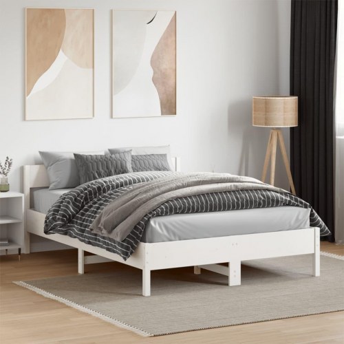 Sengeramme uden madras 140 x 190 cm massivt fyrretræ - hvid