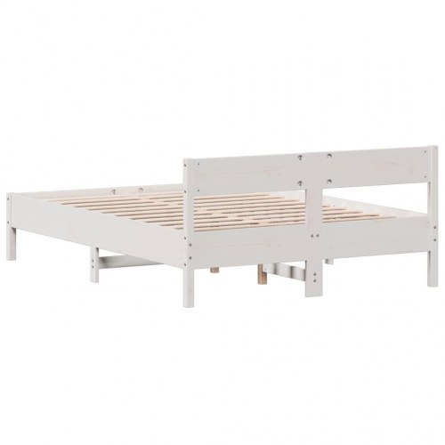 Sengeramme uden madras 140 x 190 cm massivt fyrretræ - hvid