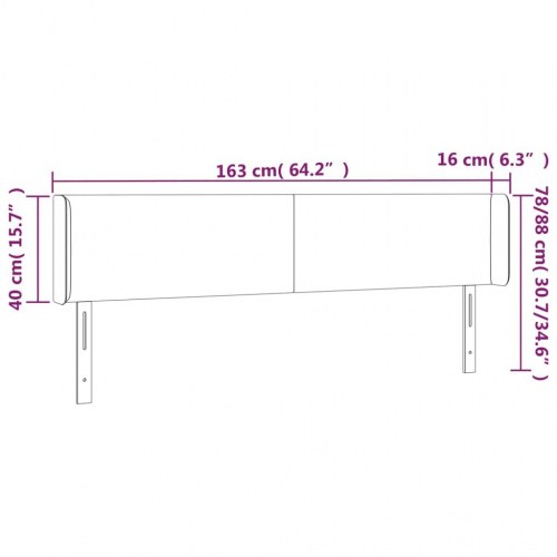 Sengegavl med LED-lys 163 x 16 x 78/88 cm - gråbrun