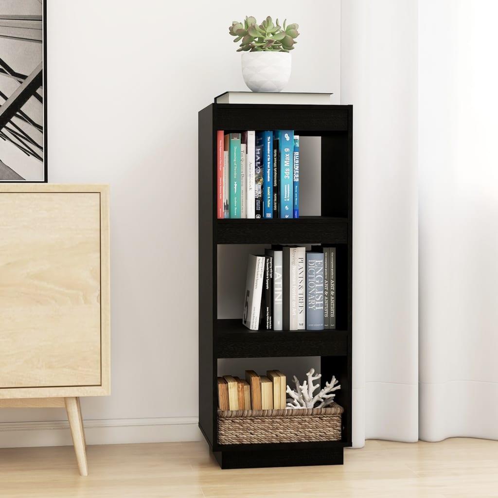 Bogreol/rumdeler 40x35x103 cm massivt fyrretræ sort