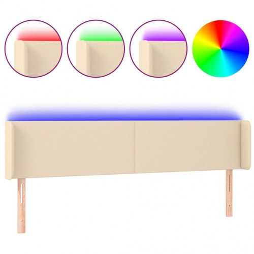 Sengegavl med LED-lys 163 x 16 x 78/88 cm - cremefarvet