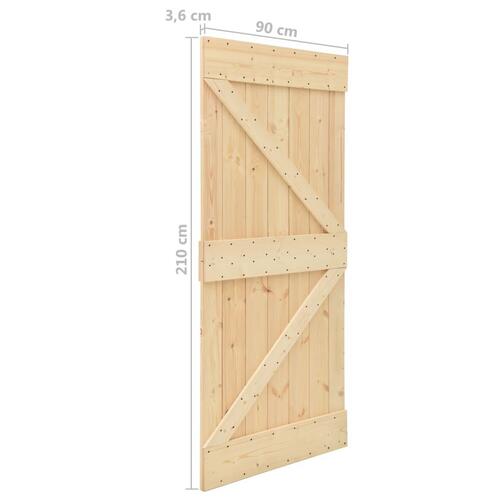 Dør 90x210 cm massivt fyrretræ
