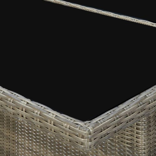 Havebord i polyrattan med hærdet glas - brun/sort