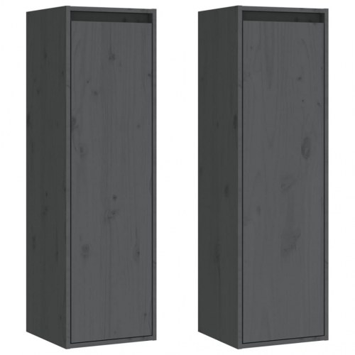 Vægskabe 2 stk. 30x30x100 cm massivt fyrretræ grå