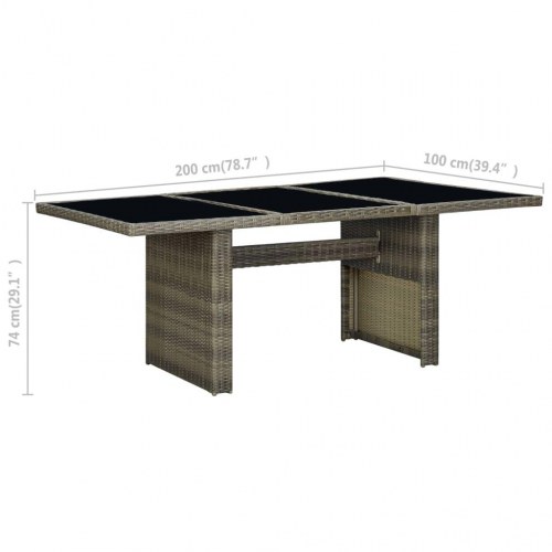 Havebord i polyrattan med hærdet glas - brun/sort