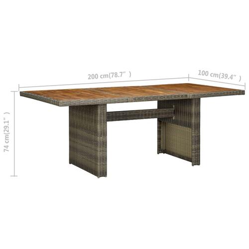 Havebord polyrattan og massivt akacietræ brun