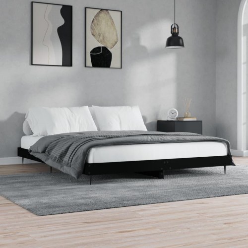 Sengestel 120x200 cm konstrueret træ sort