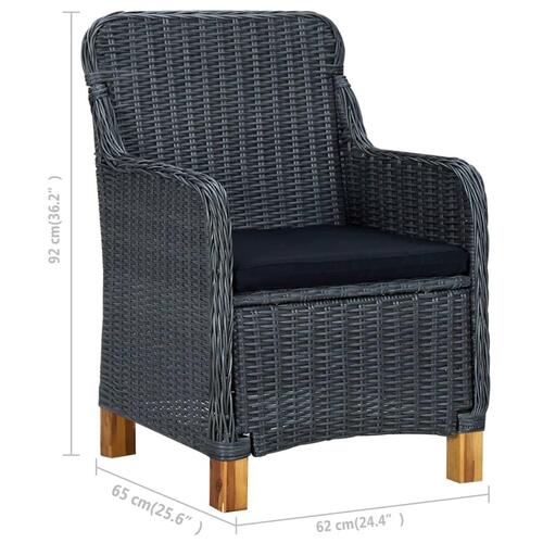 Havestole med hynder 2 stk. polyrattan mørkegrå
