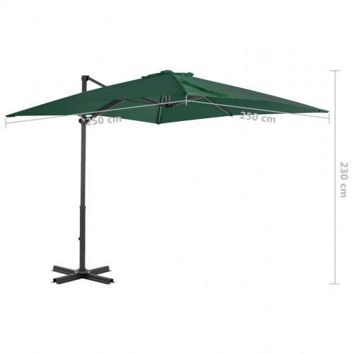 Hængeparasol 250x250 cm aluminiumsstang grøn