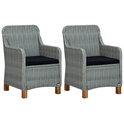 Havestole med hynder 2 stk. polyrattan lysegrå