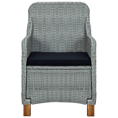 Havestole med hynder 2 stk. polyrattan lysegrå