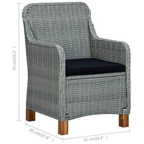 Havestole med hynder 2 stk. polyrattan lysegrå