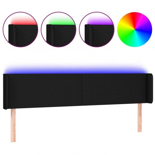 Sengegavl med LED-lys 183 x 16 x 78/88 cm - sort