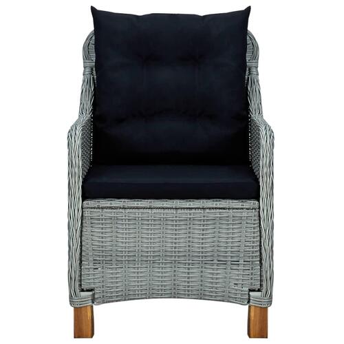 Havestole med hynder 2 stk. polyrattan lysegrå