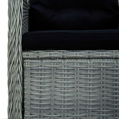 Havestole med hynder 2 stk. polyrattan lysegrå