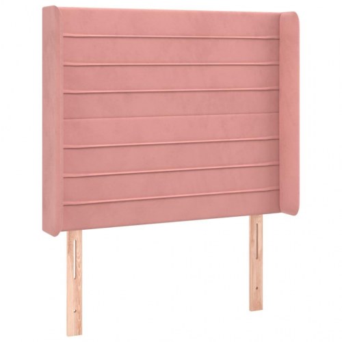 Sengegavl med LED-lys i fløjl 83 x 16 x 118/128 cm - lyserød