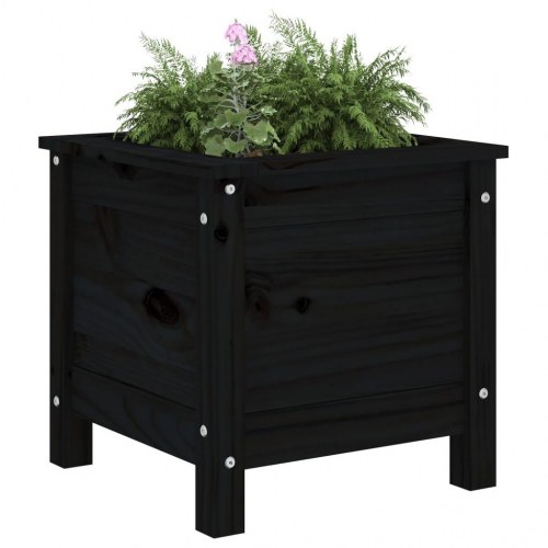 Plantekasse 40×40×39 cm i massivt fyrretræ - sort