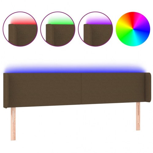 Sengegavl med LED-lys 183 x 16 x 78/88 cm - mørkebrun
