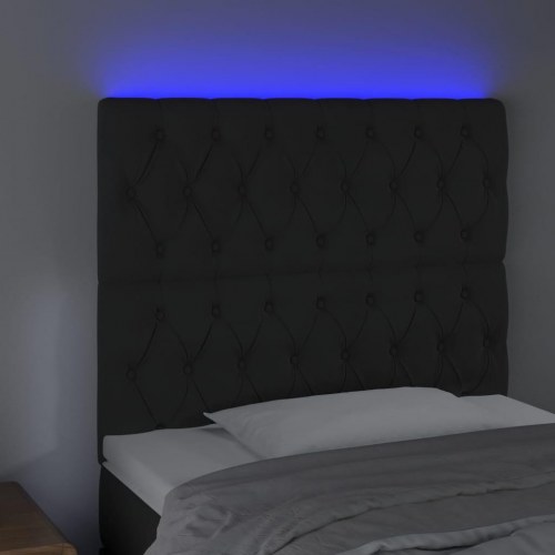 Sengegavl med LED-lys 100 x 7 x 118/128 cm - sort