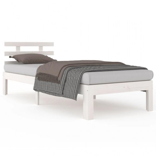 Sengeramme 90x200 cm i massivt fyrretræ - hvid