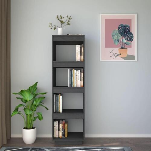 Bogreol/rumdeler 40x35x135 cm massivt fyrretræ grå
