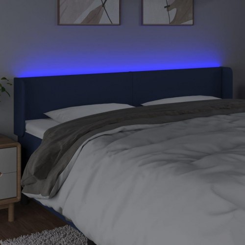 Sengegavl med LED-lys 183 x 16 x 78/88 cm - blå